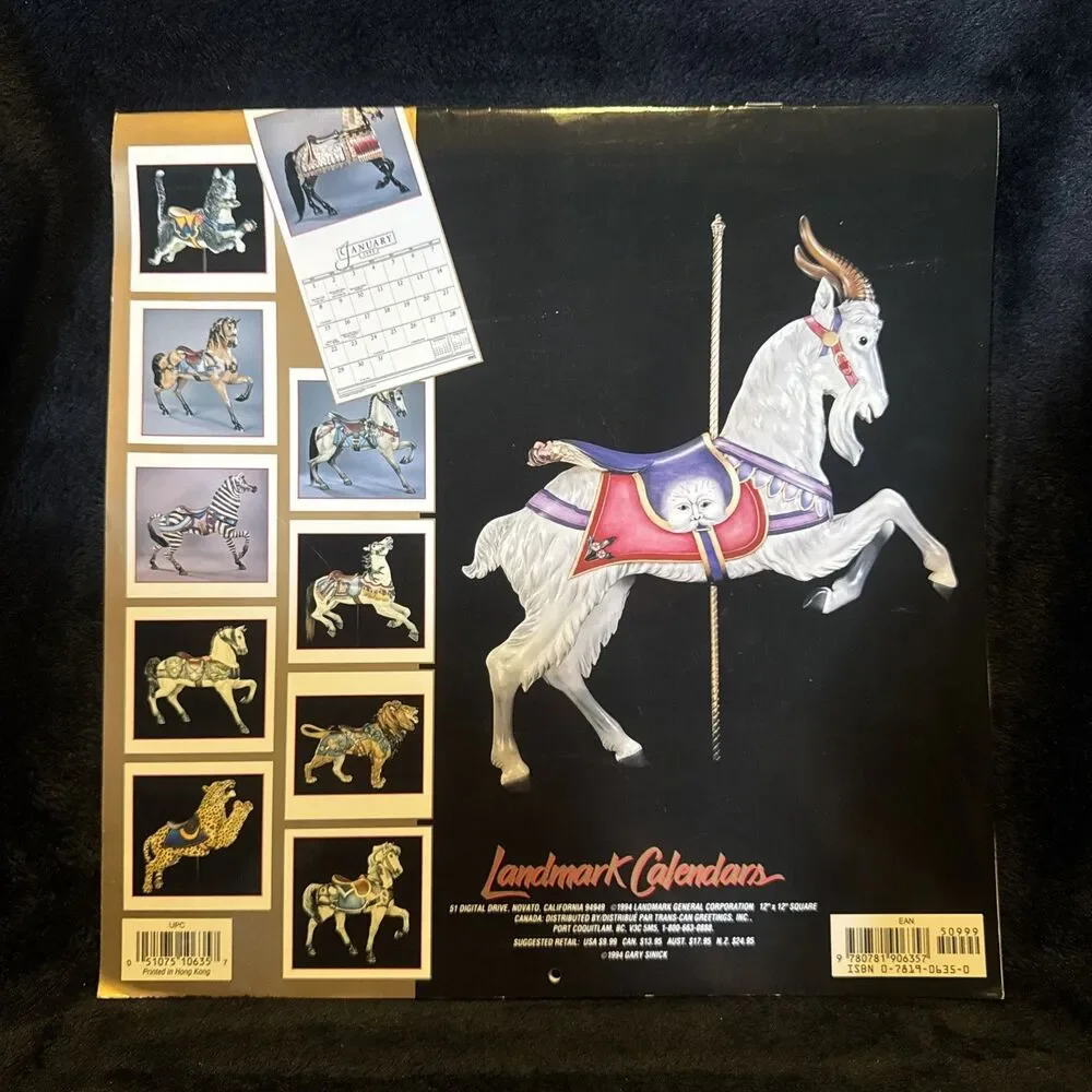 Art of The Carousel 1995 Wall Calendar Landmark Photography By Gary Sinick